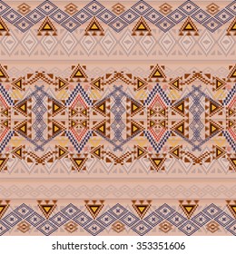 Vector seamless texture. Tribal geometric pattern. Aztec ornamental style. Ethnic native american indian ornaments