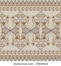Vector seamless texture. Tribal geometric striped pattern. Boho aztec style. Ethnic native american indian ornaments