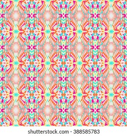 Vector seamless texture. Tribal geometric pattern.  Aztec ornamental style. Electro boho color trend. Ethnic native American Indian ornaments