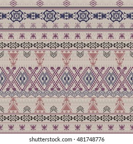 Vector seamless texture. Tribal geometric striped pattern. Aztec ornamental style. Ethnic native american indian ornaments