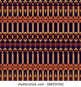 Vector seamless texture. Tribal geometric striped pattern. Aztec ornamental style. Ethnic native american indian ornaments