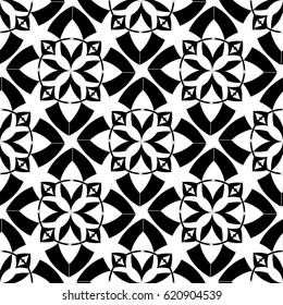 Vector seamless texture. Tribal geometric pattern. Black and white ornamental background