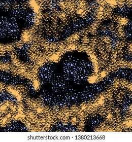 Vector seamless texture of universe in black, blue and golden colors