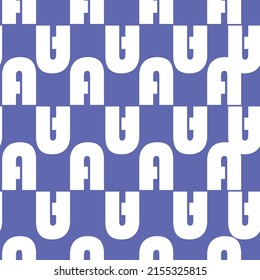 vector seamless texture with white letters on trendy isolated purple background, purple geometric pattern with white letters