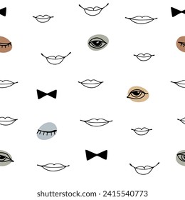 Vector seamless textured pattern.  Eye graphic. Black and white mystic seamless pattern. Modern texture Seamless pattern of psychedelic eyes.Hand drawn repeat background with eyes. Vector illustration