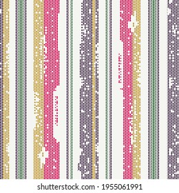 Vector seamless textured pattern and stripes. Black, yellow, pink, green, brown colors. Polka dots pattern