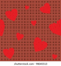 Vector seamless textures of woolen cloth with hearts