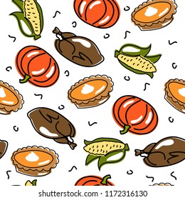 Vector seamless thanksgiving pattern. Food. Happy holiday.