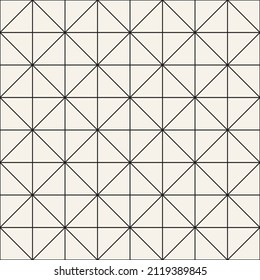 Vector seamless thin lines grid pattern. Repeating geometric triangle elements. Stylish monochrome background design.