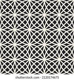 Vector seamless thin lines lattice pattern. Repeating geometric round elements. Stylish monochrome background design.