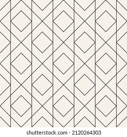 Vector seamless thin lines lattice pattern. Repeating geometric rhombus elements. Stylish monochrome background design.