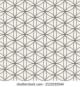 Vector seamless thin lines lattice pattern. Repeating geometric overlapping circles texture. Stylish monochrome background design.