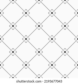 Vector seamless thin lines rhombuses pattern. Repeating geometric rhombuses tiles. Monochrome vector background.