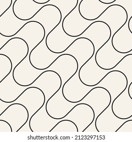 Vector seamless thin wavy lines pattern. Repeating geometric rounded elements. Stylish monochrome background design.