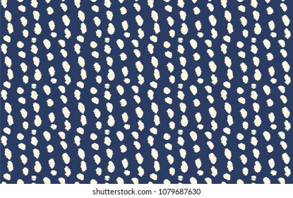 Vector seamless tie dye polka dot and drop pattern. Vector shibori print. Seamless hand drawn pattern. Ink textured japanese background. Modern batik wallpaper tile. Watercolor endless backdrop.