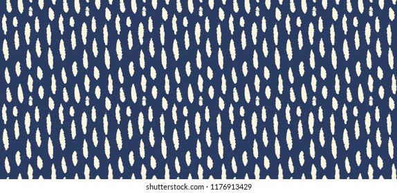 Punto de polka y patrón de caída sin fisuras de tintes vectoriales. Impresión vectorial shibori. Patrón dibujado a mano sin inconvenientes. Tinta texturada de fondo japonesa. Baldosas de papel batik moderno. Fondo interminable de color de agua.