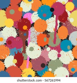 Vector seamless tile of colorful paint drops