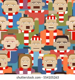 Vector Seamless Tile Illustration Of An Angry Sports Crowd