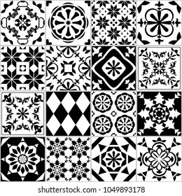 Vector seamless tile pattern. Abstract background. Ceramic tiles. Decorative monochrome design.