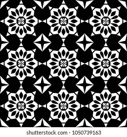 Vector seamless tile pattern. Abstract background. Ceramic tiles. Decorative monochrome design.