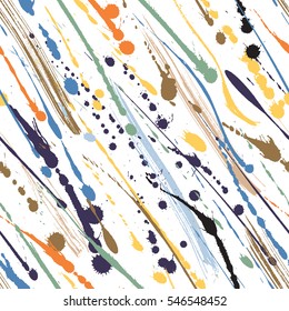 Vector seamless tile pattern of colorful paint streaks