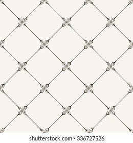 Vector seamless tile pattern. Modern stylish texture. Geometric with dotted rhombus in vintage floral style