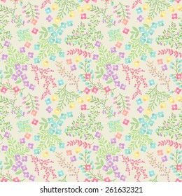 Vector Seamless Tileable Easter Background Pattern with Flowers