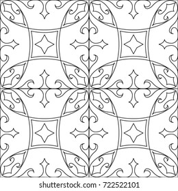 Vector seamless tiles background in black and white. For coloring pages, wallpaper, backgrounds, decoration for your design, ceramic, page fill and more.