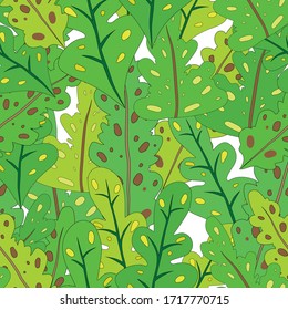 Vektorillustration nahtlose Fliesenhintergrund mit grünen Blättern.
