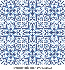 Vector seamless tiles background. Mosaic pattern for ceramic in dutch, portuguese, spanish, italian style.
