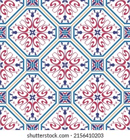 Vector seamless tiles background. Mosaic pattern for ceramic in dutch, portuguese, spanish, italian style.