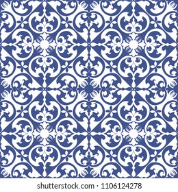 Vector seamless tiles background in portuguese style. For wallpaper, backgrounds, decoration for your design, ceramic, page fill and more.