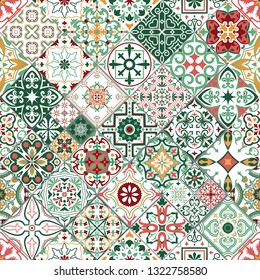 Vektorillustration nahtlose Fliesenhintergrund im portugiesischen, spanischen, italienischen Stil. Für Tapeten, Hintergründe, Dekoration für Ihr Design, Keramik, Seitenfüllung und mehr.
