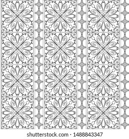 Vector seamless tiles background in portuguese style. Back and white mosaic background in dutch, portuguese, spanish, italian style.