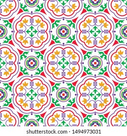 Vector seamless tiles background in portuguese, spanish, italian style. For wallpaper, backgrounds, decoration for your design, ceramic, page fill and more.