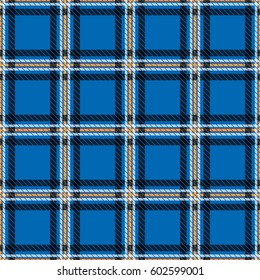 Vector seamless tiling pattern with checked black & blue tartan plaid ornament. Seamless pattern can be used for wallpaper, pattern fills, web page background, surface textures, wrapping paper design