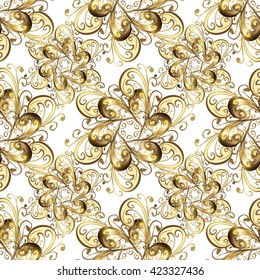 Vector seamless tiling pattern - gold ottoman ornament. For printing on fabric, scrapbooking, gift wrap.
