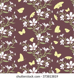 Vector seamless tiling pattern - romantic flowers. For printing on fabric, scrapbooking, gift wrap.