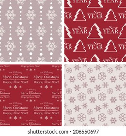 Vector seamless tiling patterns - christmas backgrounds. For printing on fabric, scrapbooking, gift wrap.
