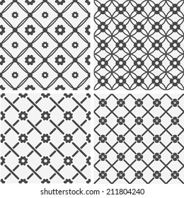 Vector seamless tiling patterns - geometric flowers. For printing on fabric, scrapbooking, gift wrap.