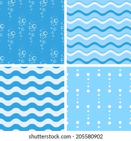 Vector seamless tiling patterns - marine and nautical. For printing on fabric, scrapbooking, gift wrap.