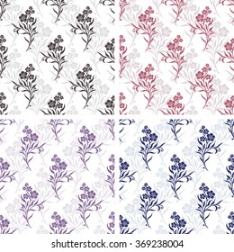 Vector seamless tiling patterns - romantic flowers. For printing on fabric, scrapbooking, gift wrap.