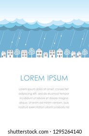Vector seamless townscape illustration with text space. Horizontally repeatable.