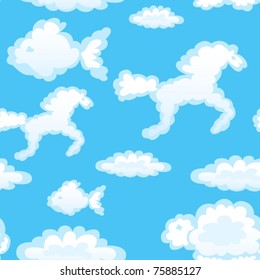 Vector of seamless with toy clouds