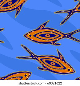 vector seamless tracery with fishes