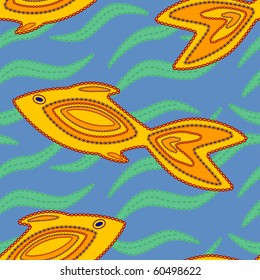vector seamless tracery with fishes