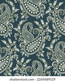 vector seamless traditional asian paisley pattern 