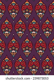 Vector seamless traditional ethnic pattern. Colorful folkloric textile design