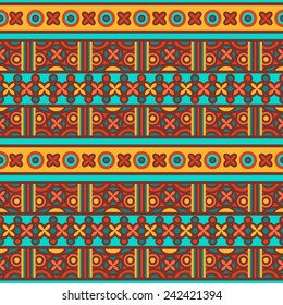 Vector seamless traditional ethnic pattern. Colorful folkloric textile design
