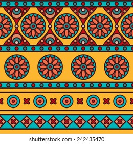 Vector seamless traditional ethnic pattern. Colorful folkloric textile design